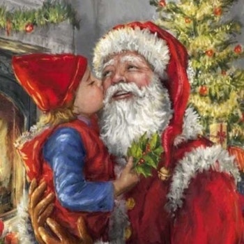 Diamanttavla (R) Santa With Girl 40x50