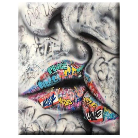 Diamanttavla Grafitti Kiss 50x70