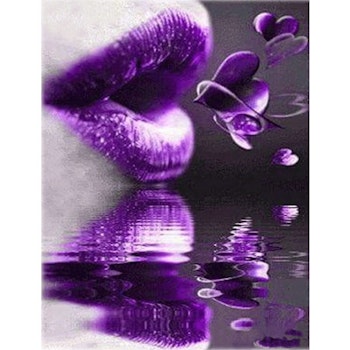 Diamanttavla (R) Purple Lips 40x50