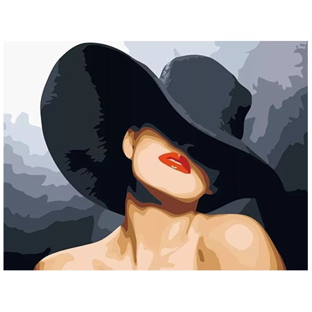 Paint By Numbers Lady In Black Hat 40x50