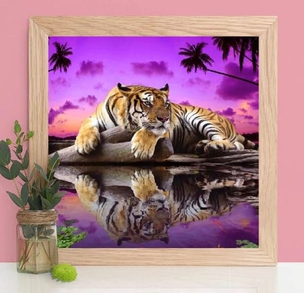 Diamanttavla Tiger Exotic Nature 50x50