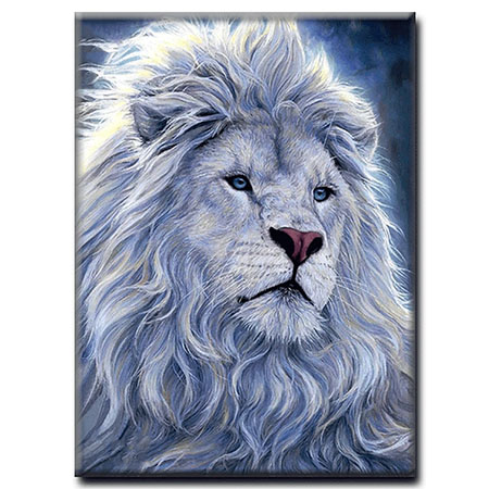Diamanttavla White Lion 40x50