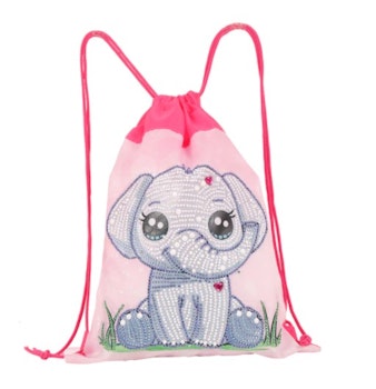 Diamanttavla Väska Ryggsäck Cute Elephant With Heart 31x37 cm