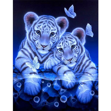 Diamanttavla (R) Tigerbabys 40x50