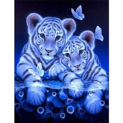 Diamanttavla (R) Tigerbabys 40x50