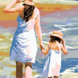 Paint By Numbers Mor Och Dotter Vid Havet 50x70
