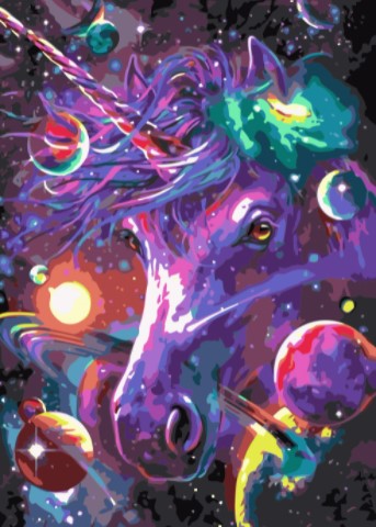 Paint By Numbers Galaxy Unicorn 50x70- Leveranstid 1-3 Dagar