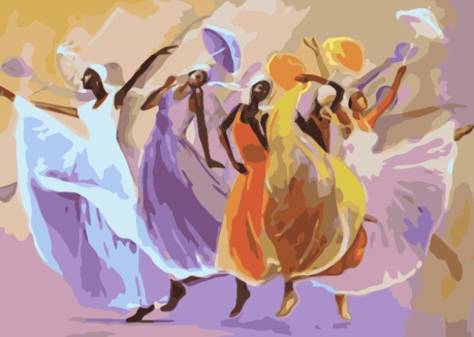 Paint By Numbers Dancing Women 50x70- Leveranstid 1-3 Dagar