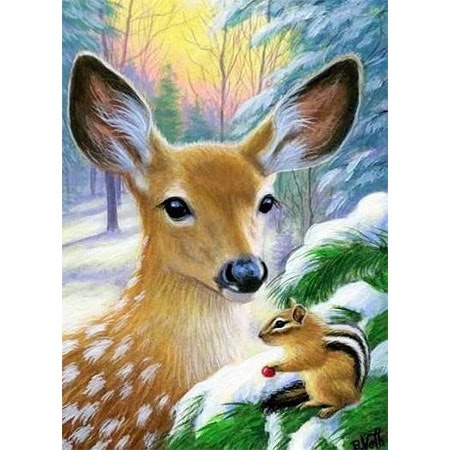 Diamanttavla Deer And Squirrel 40x50