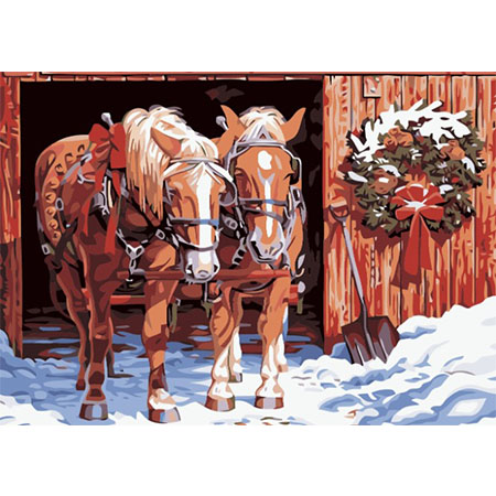 Paint By Numbers Christmas Horses 50x70