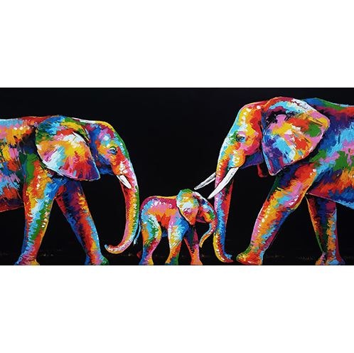 Diamanttavla Color Elephant Family 50x100 - Leveranstid 1-3 Dagar