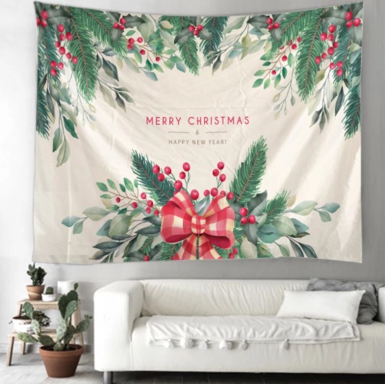 Gobeläng Tapestry Merry Christmas Mistel 150x130  cm - Leveranstid 1-3 Dagar