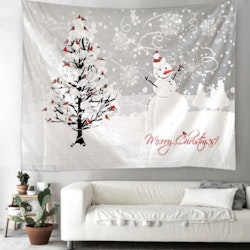 Gobeläng Tapestry Merry Christmas Snowman 150x130 cm - Leveranstid 1-3 Dagar