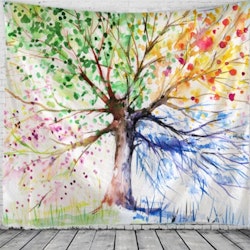 Gobeläng Tapestry Watercolor Tree 150x150 Cm - Leveranstid 1-3 Dagar