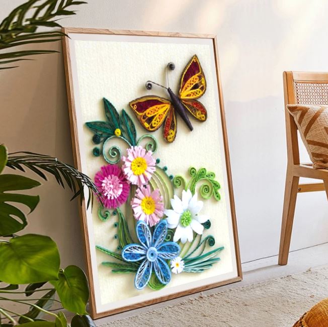 Quilling Flowers And Butterfly A4