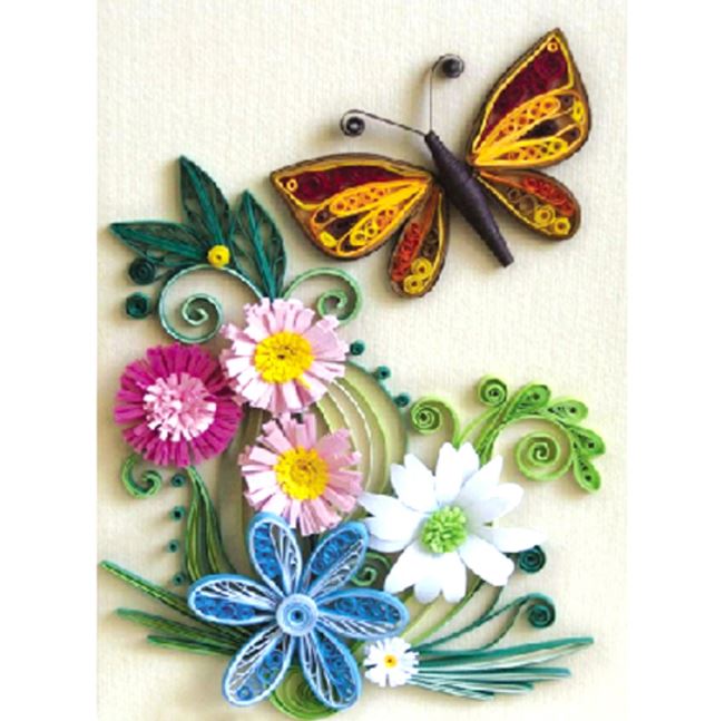 Quilling Flowers And Butterfly A4