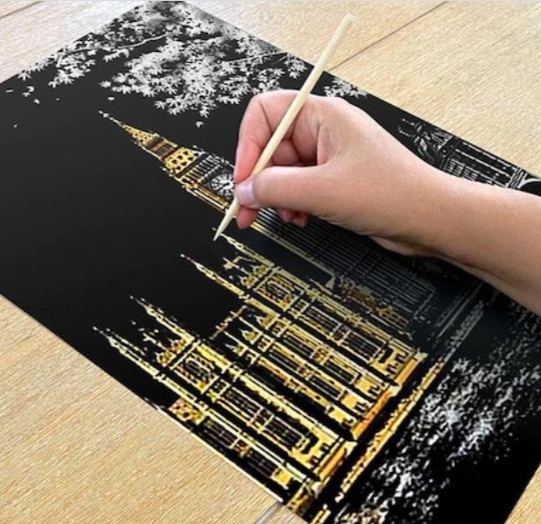 Scratch Painting Big Ben 41x28,7 cm - Leveranstid 1-3 Dagar