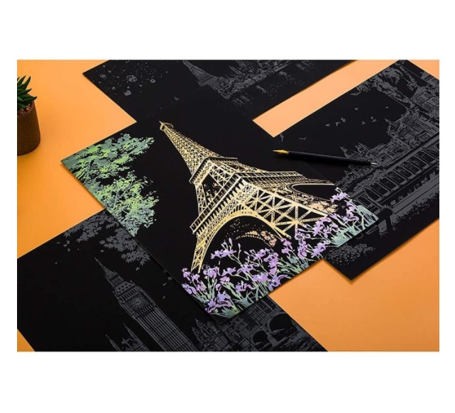 Scratch Painting Eiffeltornet 41x28,7 cm