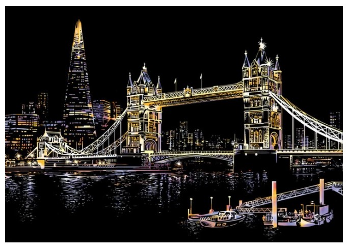 Scratch Painting London Tower Bridge 41x28,7 cm - Leveranstid 1-3 Dagar