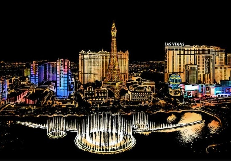 Scratch Painting Las Vegas 41x28,7 cm - Leveranstid 1-3 Dagar