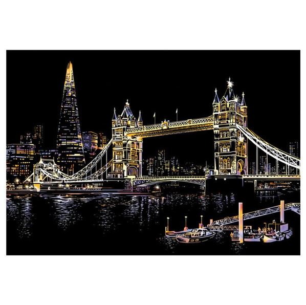 Scratch Painting London Tower Bridge 41x28,7 cm - Leveranstid 1-3 Dagar
