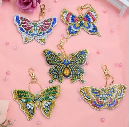 Nyckelringar Butterflies 5-pack - Leveranstid 1-3 Dagar