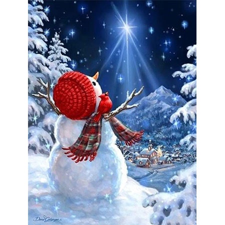 Diamanttavla Snowman Starlight 30x40