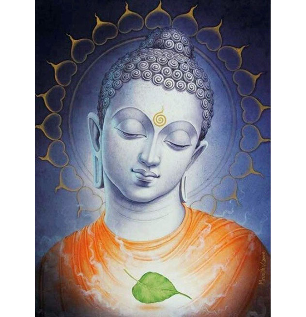 Diamanttavla (R) Buddha Leaf 40x50 - Leveranstid 1-3 Dagar