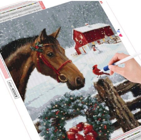 Diamanttavla Christmas Horse 40x50