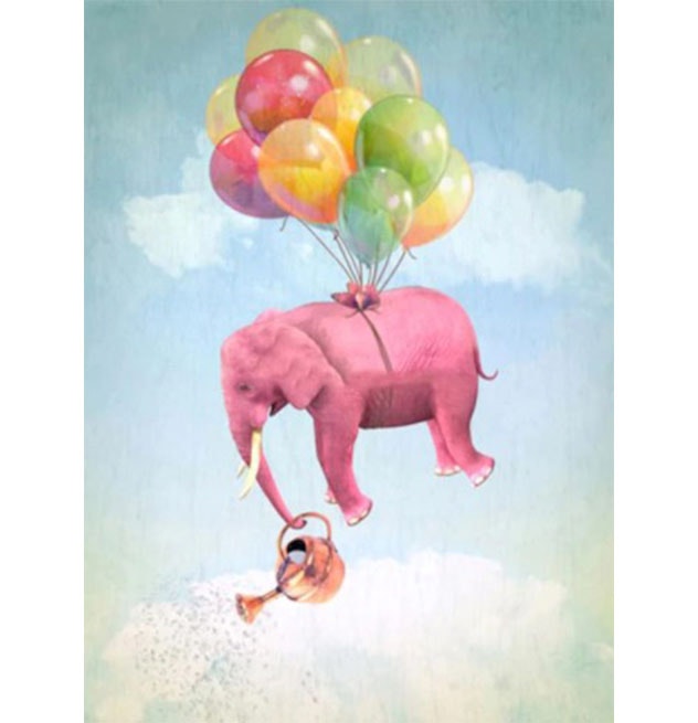 Diamanttavla Elephant Balloons 50x70 - Leveranstid 1-3 Dagar