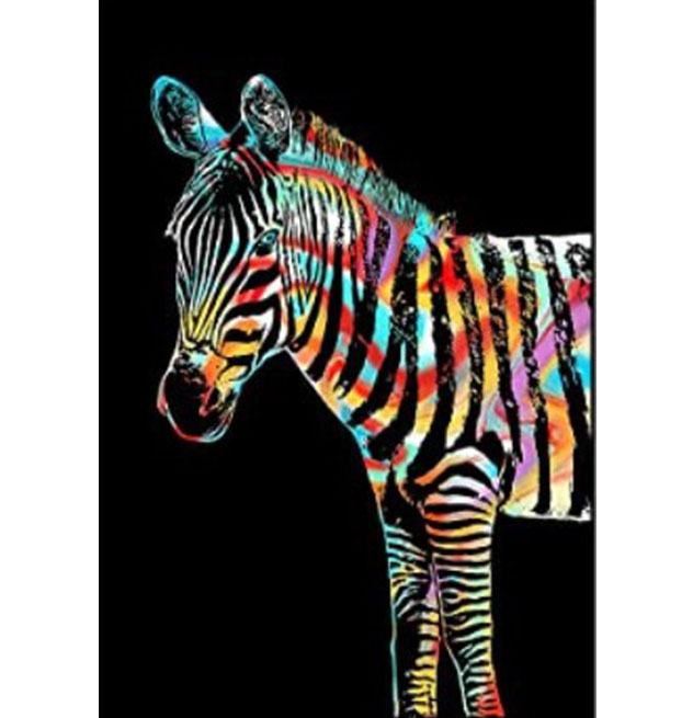 Scratch Painting Zebra 41x28,7 cm - Leveranstid 1-3 Dagar