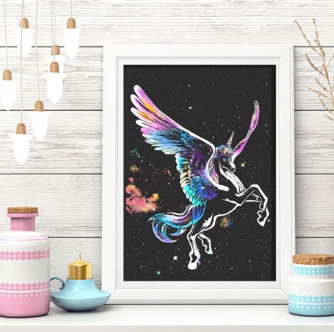 Scratch Painting Unicorn 41x28,7 cm - Leveranstid 1-3 Dagar