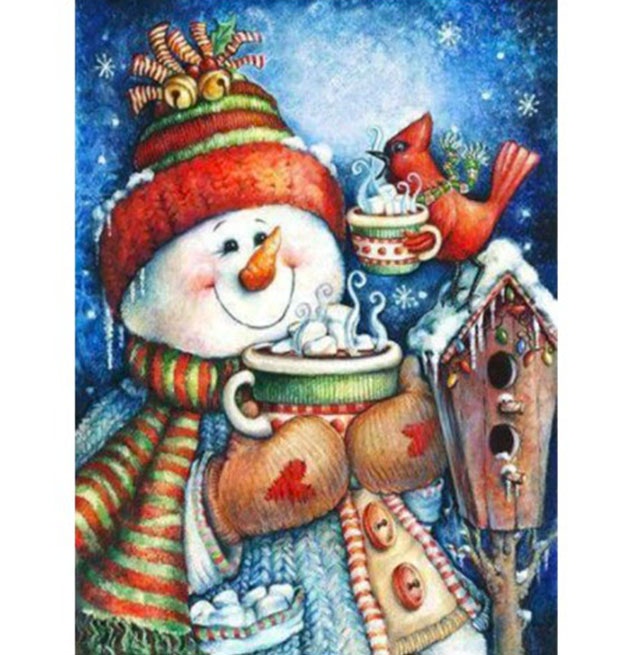 Diamanttavla (R) Snowman With Choklad 40x50