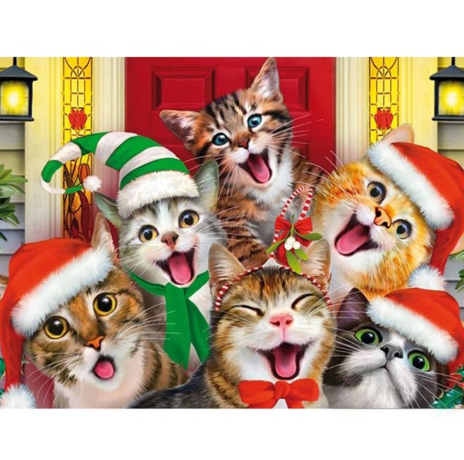 Diamanttavla Funny Cats Christmas 40x50 - Leveranstid 1-3 Dagar