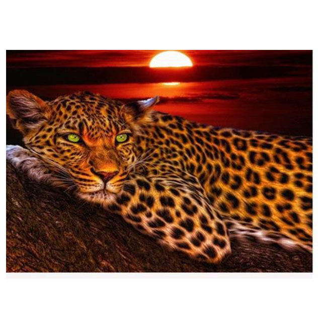 Diamanttavla (R) Leopard Green Eye 40x50