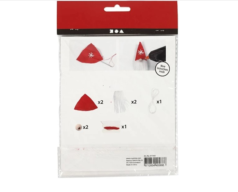 Kreativt minikit, hängande tomtenissar, H: 11 cm, 1 set