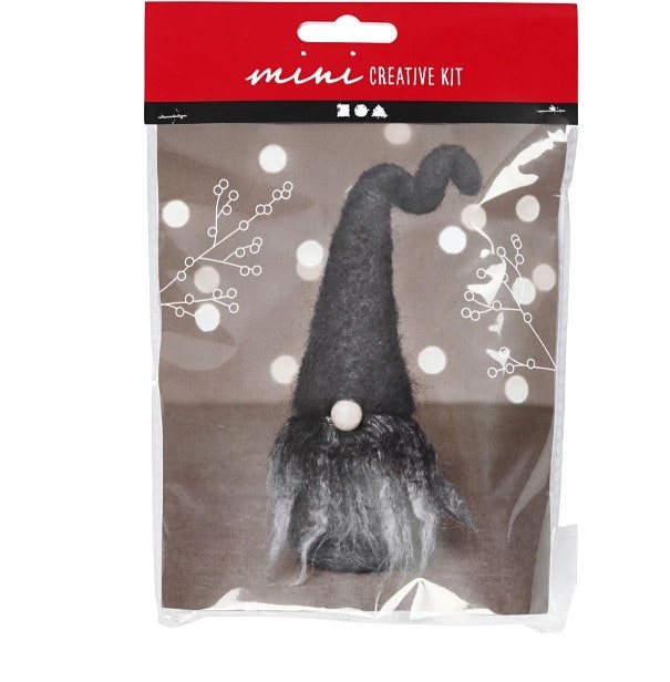 Pyssel Kreativt minikit, Jultomte, H: 13 cm, gråmelerad, 1 set