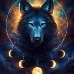 Diamanttavla Wolf Moon Phrases 50x70 - Leveranstid 1-3 Dagar