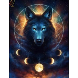 Diamanttavla Wolf Moon Phrases 50x70 - Leveranstid 1-3 Dagar