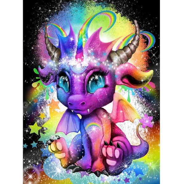 Diamanttavla Cute Color Dragon 40x50