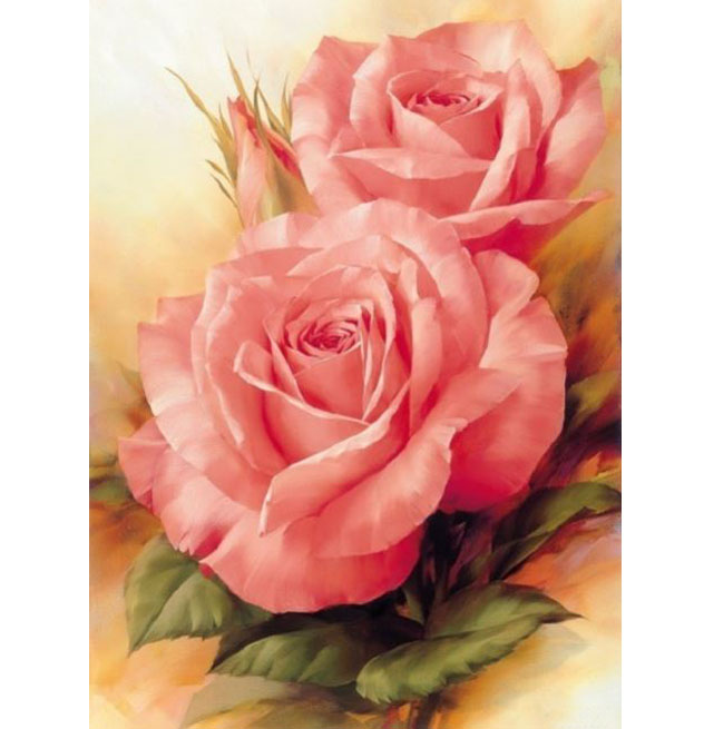 Diamanttavla Romantic Pink Roses 30x40 - Leveranstid 1-3 Dagar