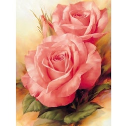 Diamanttavla Romantic Pink Roses 30x40 - Leveranstid 1-3 Dagar