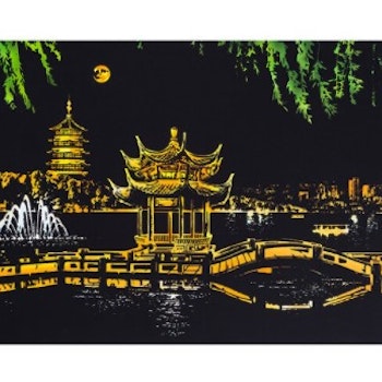 Scratch Painting Asia By Night 41x28,7 cm