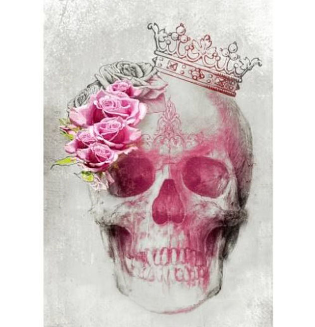 Diamanttavla Pink Rose Skull 40x50