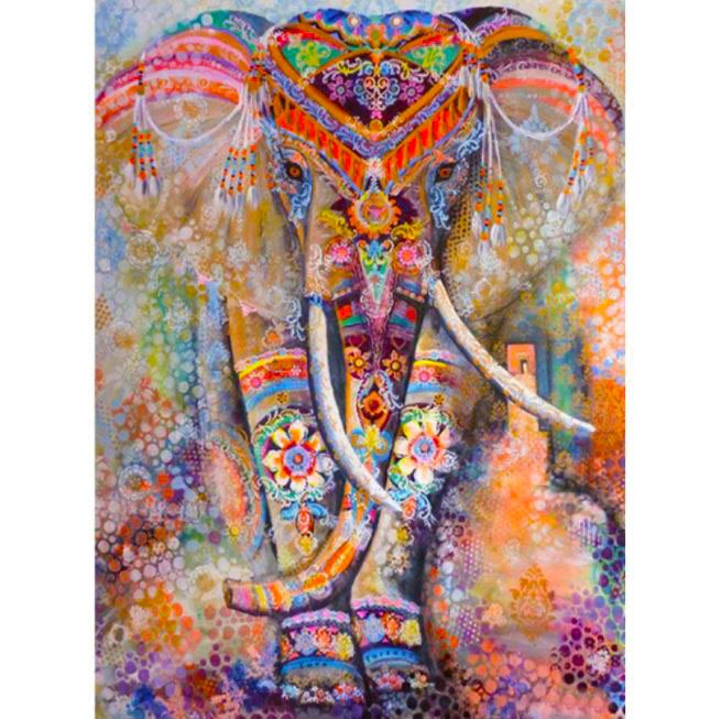 Diamanttavla Flower Color Elephant 40x50
