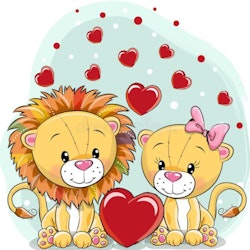 Diamanttavla Cute Lions Hearts 30x30