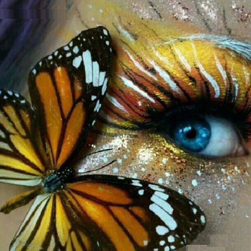 Diamanttavla Golden Butterfly Eye 50x50