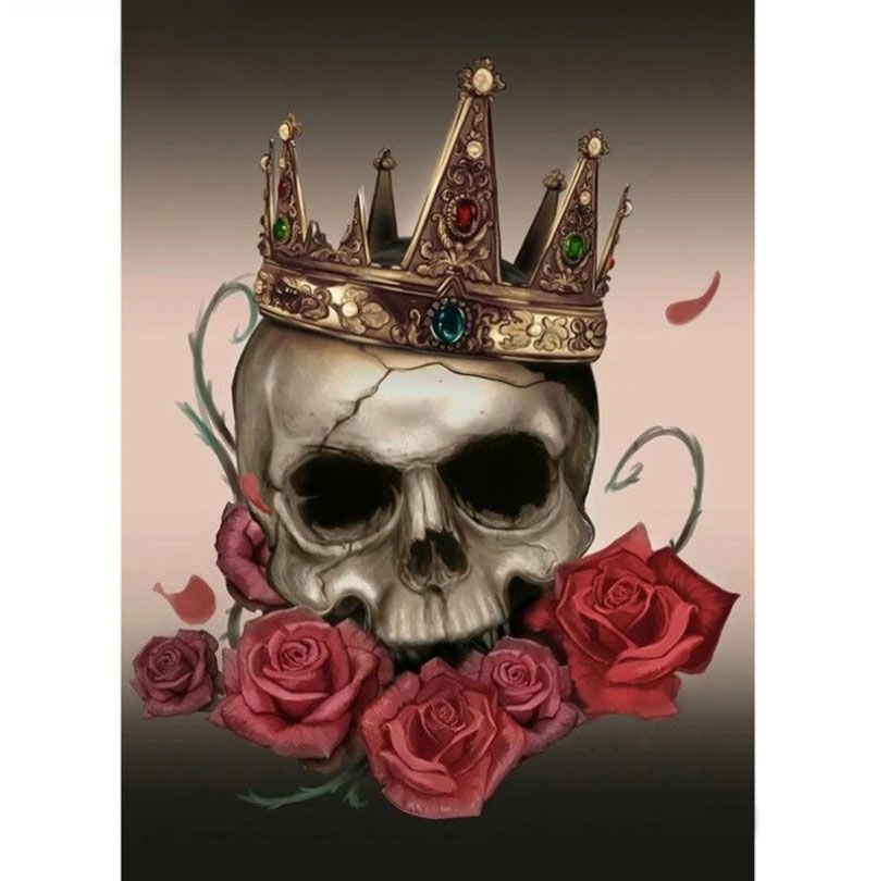 Diamanttavla Rose Crown Skull 40x50