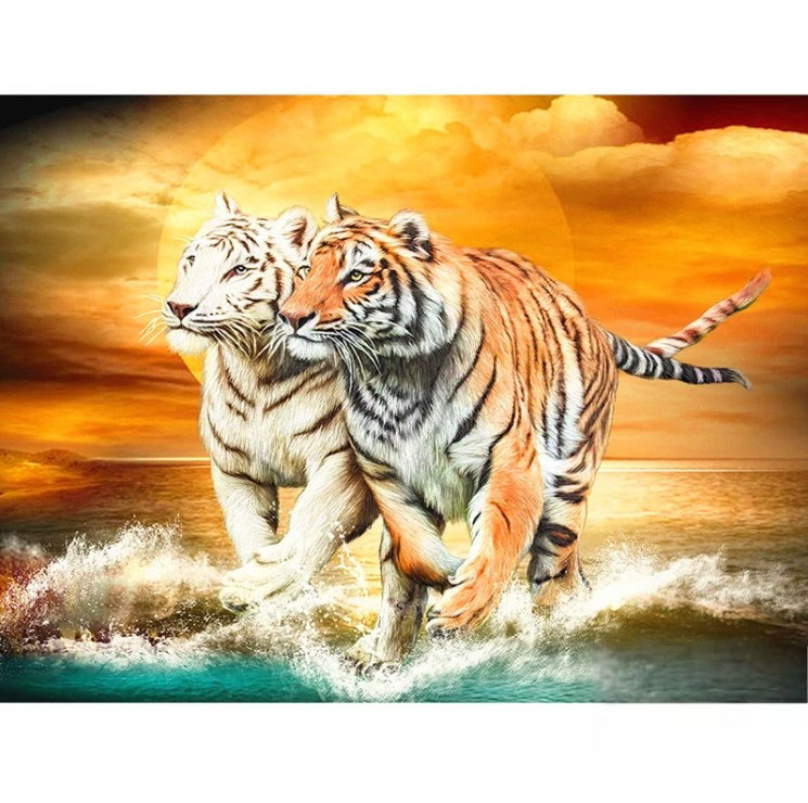 Diamanttavla (R) Ocean Sunset Tigers 50x70 - Leveranstid 1-3 Dagar
