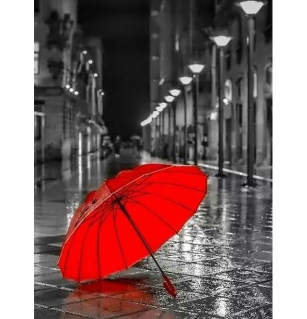 Diamanttavla Red Umbrella 40x50 - Leveranstid 1-3 Dagar